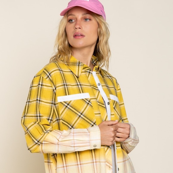 Plaid Woven Button Oversize Shirt in BOTH … - Picture 2 of 13